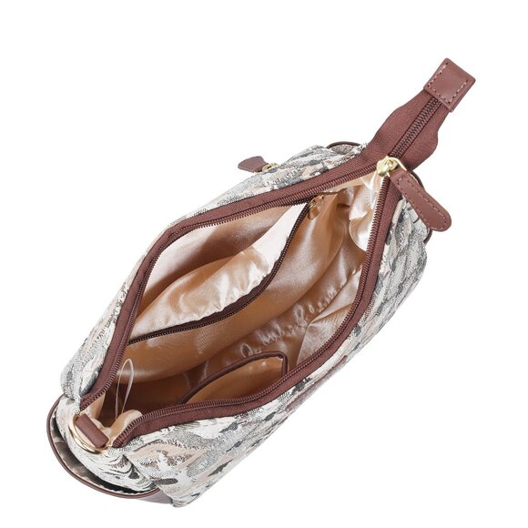 Abstract Print Tapestry Hobo Crossbody Bag for Women, Leather Shoulder Sling Bag - Picture 5 of 8